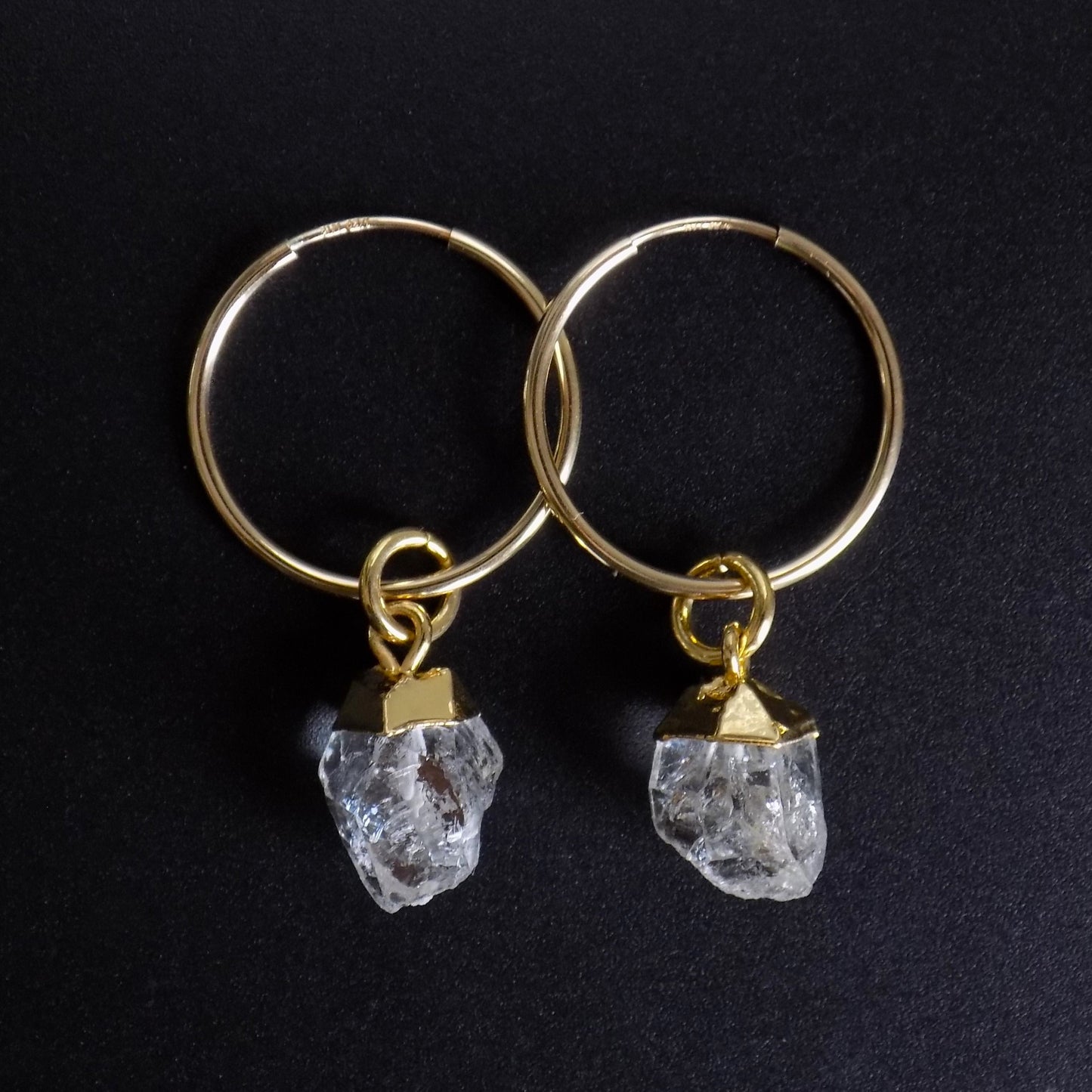 Herkimer diamond hoop earrings 20mm