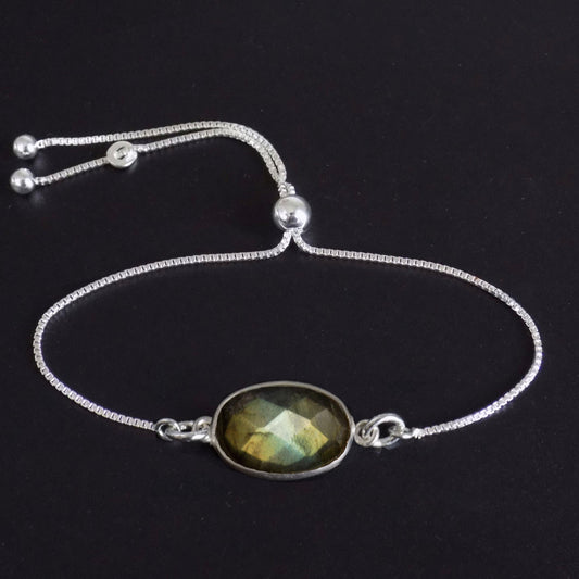 Flashy labradorite box chain bracelet