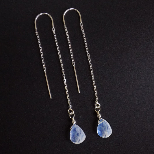 Moonstone threader earrings in sterling silver