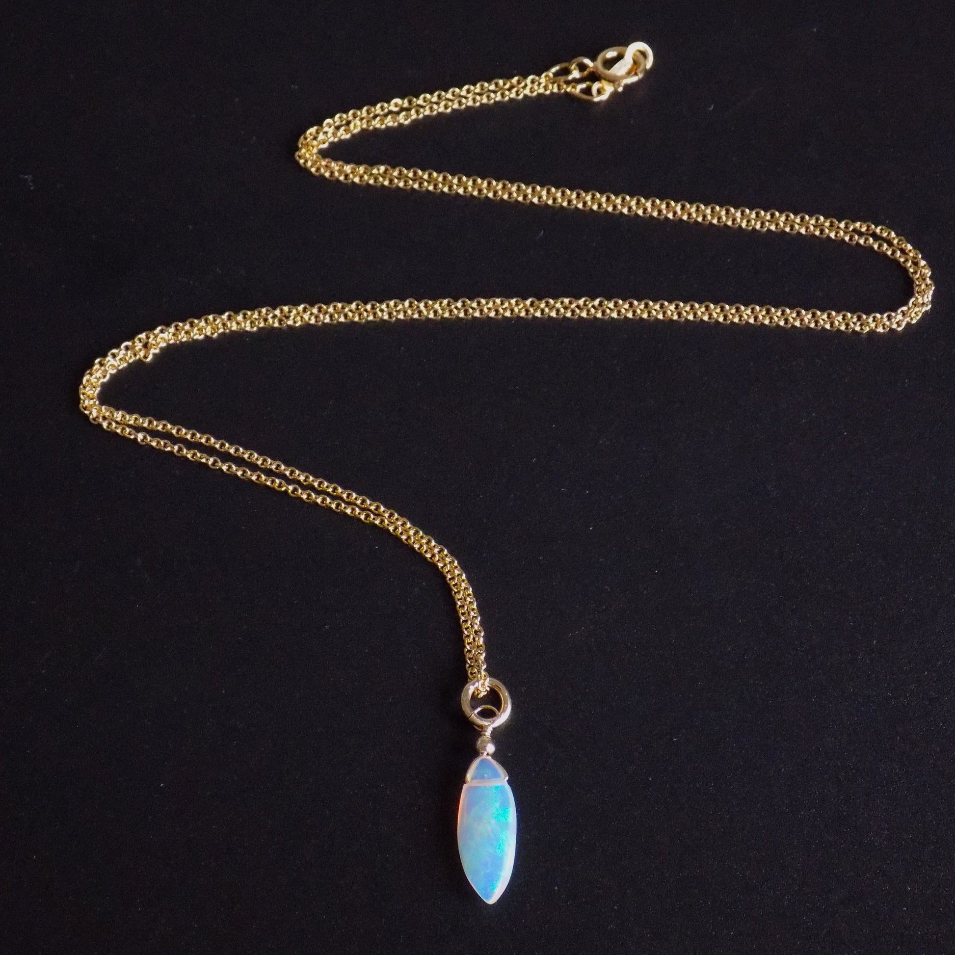 Natural opal pendant on 14K gold filled trace chain