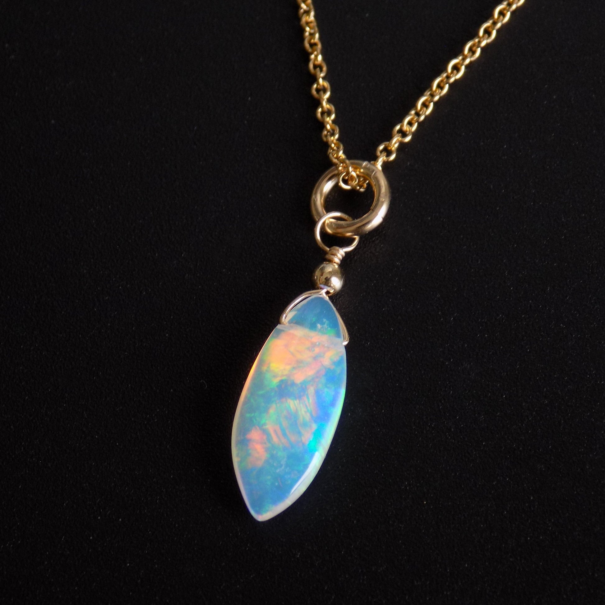 Opal marquise pendant necklace in 14K gold fill