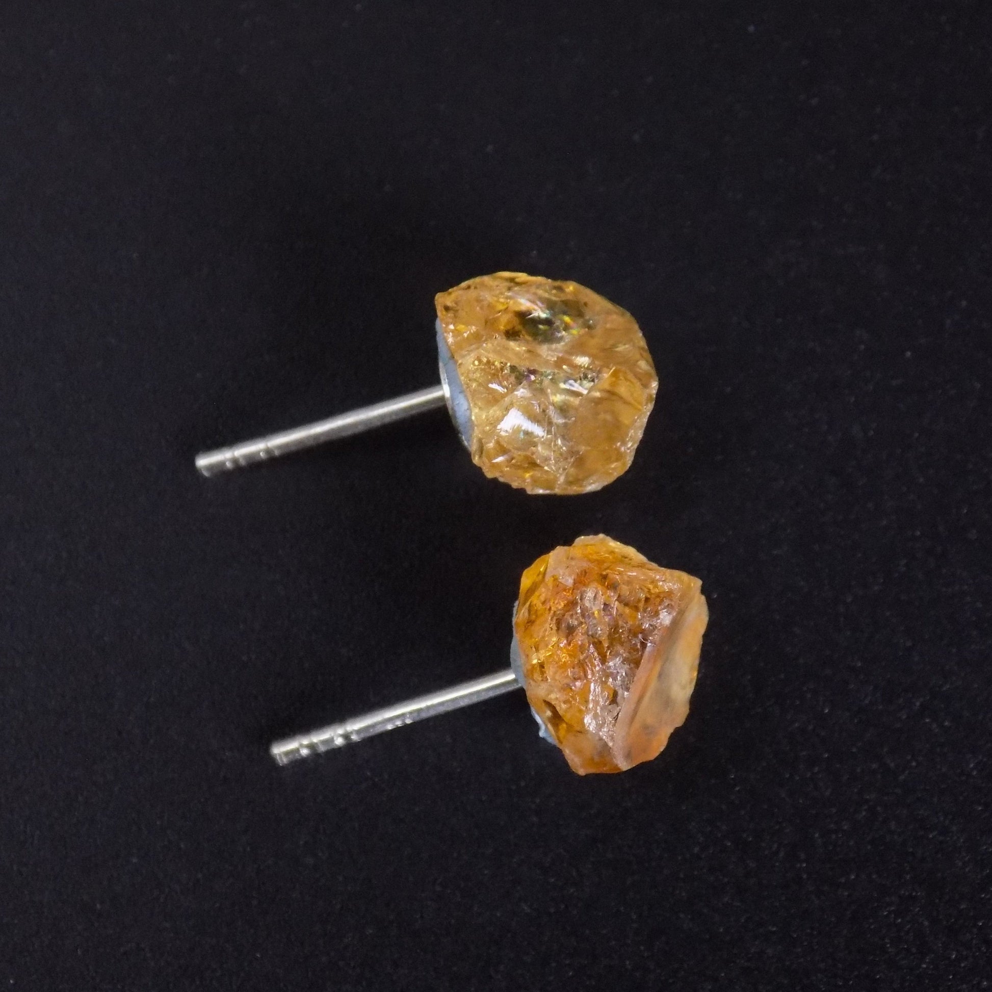 Yellow and orange citrine stud earrings