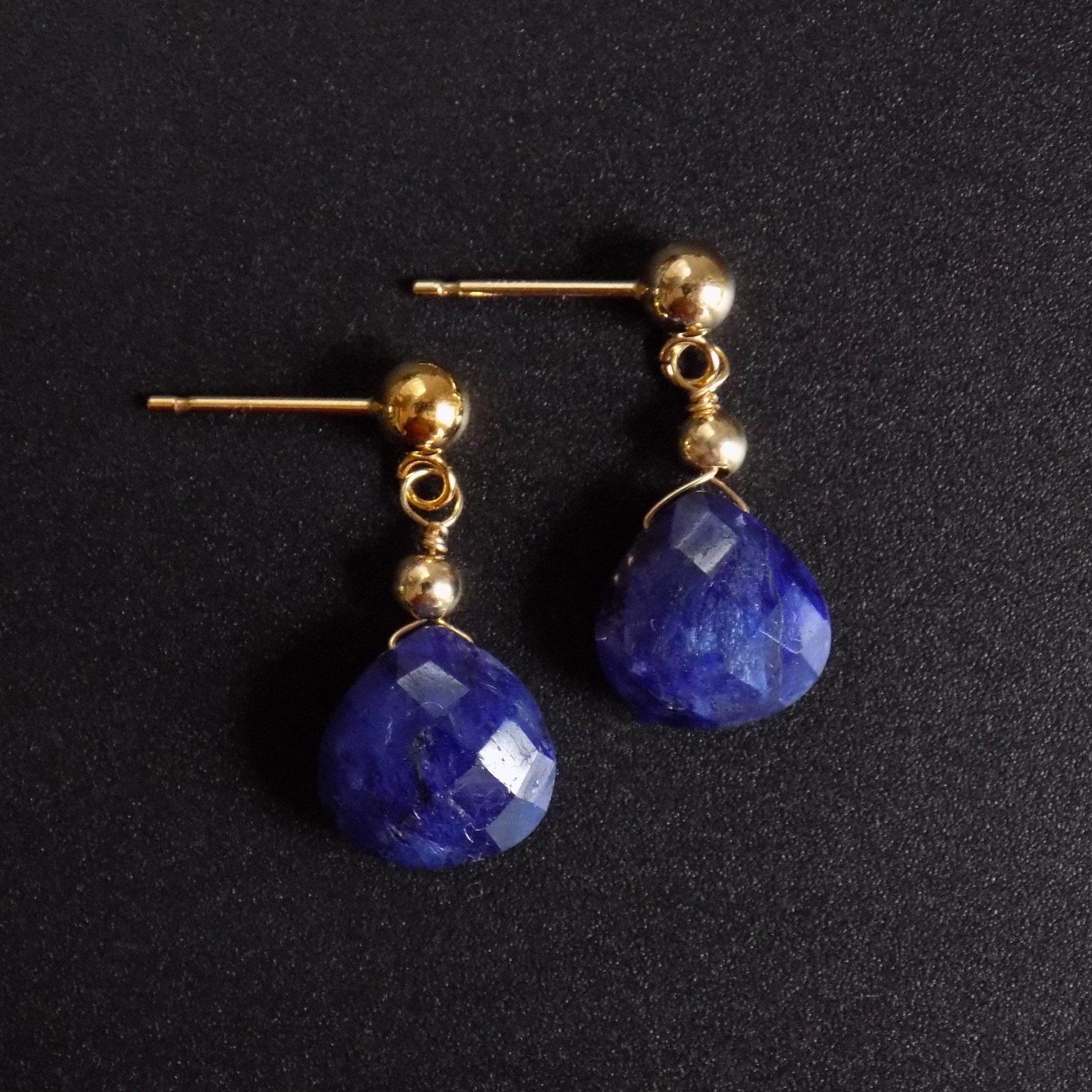 Sapphire stud drop earrings in 14K gold fill